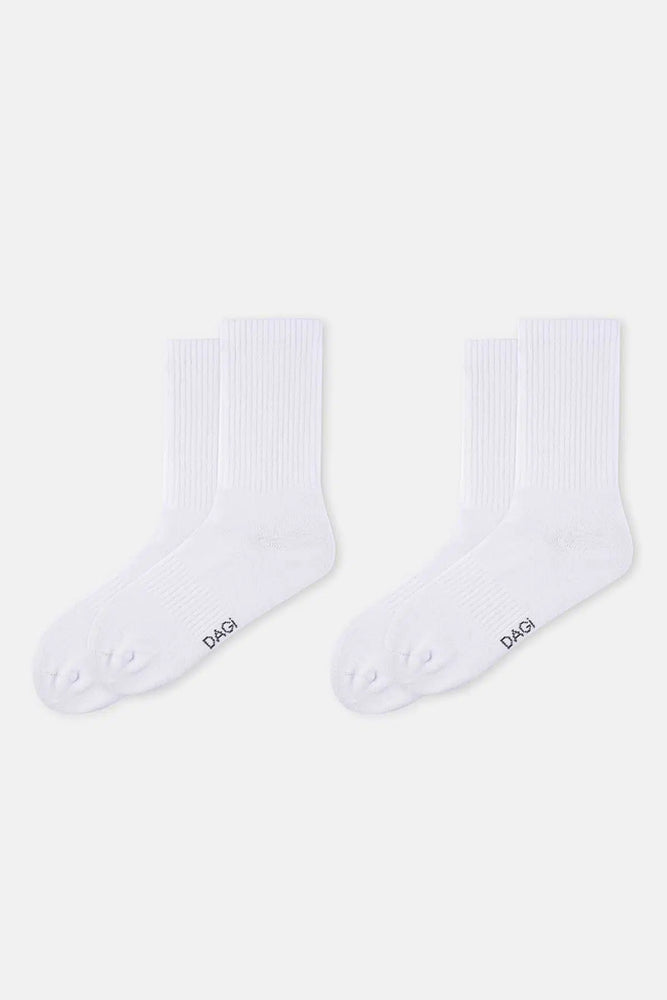 Beyaz Erkek 2'Li Basıc Spor Çorap
