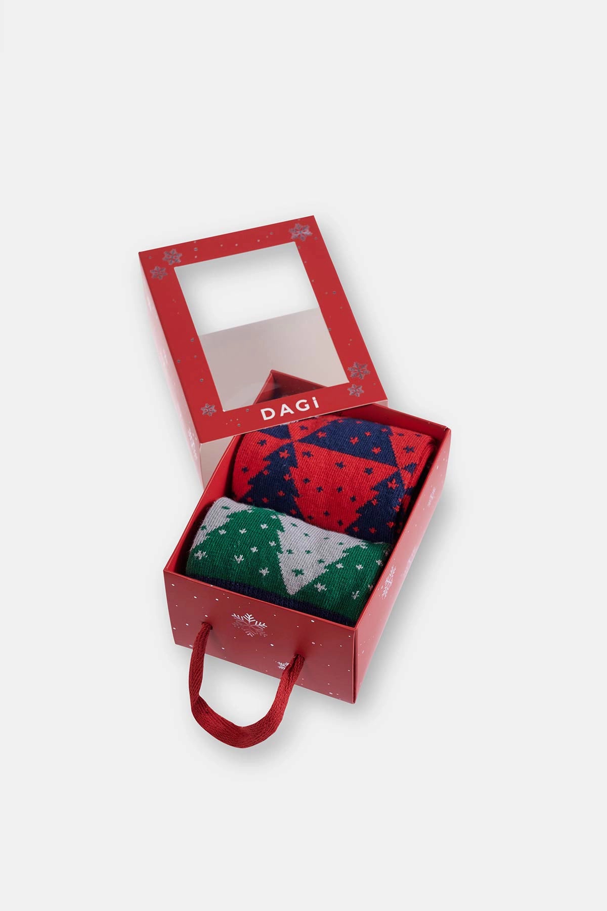 Multicolor Erkek 2'Li Ağaç Desenli Yılbaşı Çorabı