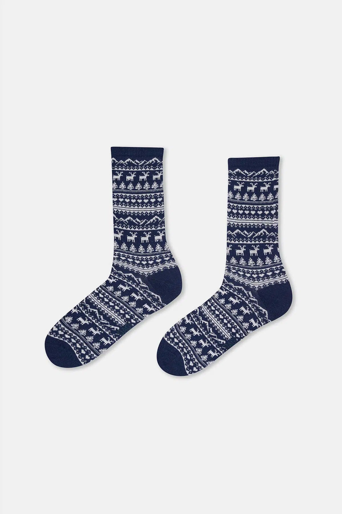 Multicolor Erkek 2'Li Geyik Desenli Yılbaşı Çorabı