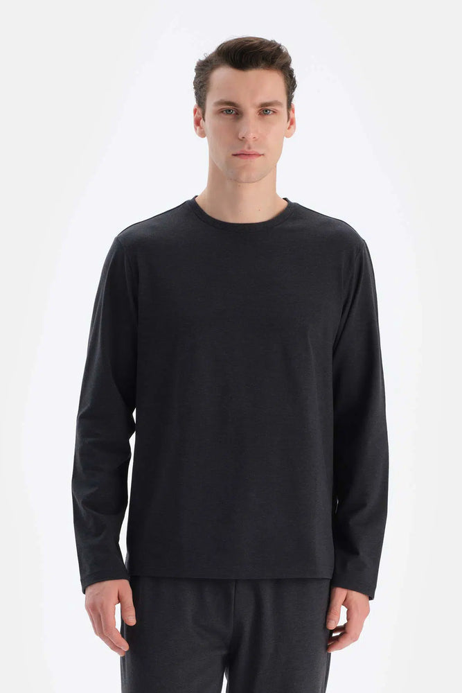 Füme Bisiklet Yaka Regular Fit Everfresh Pijama Üstü