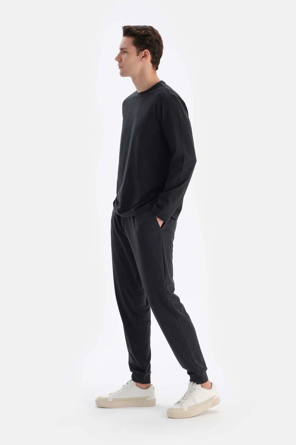 Füme Bisiklet Yaka Regular Fit Everfresh Pijama Üstü