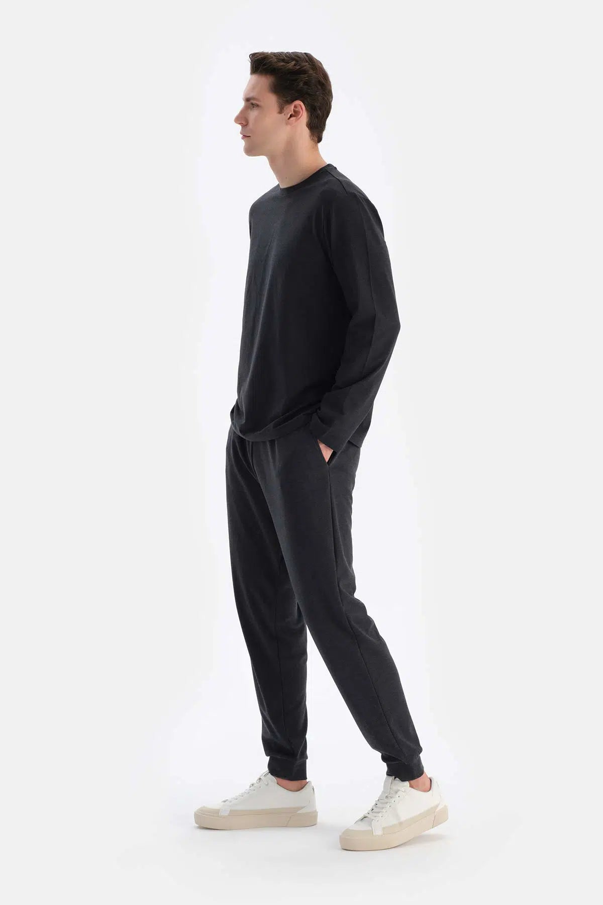 Füme Bisiklet Yaka Regular Fit Everfresh Pijama Üstü