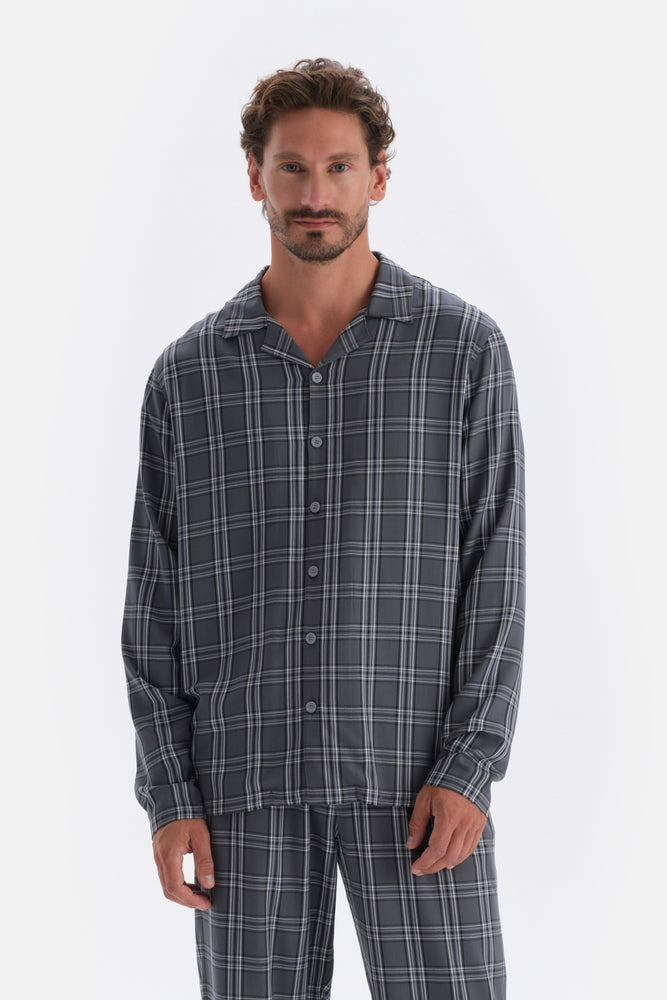 Füme Ekose Dokuma Gömlek Pijama Üstü