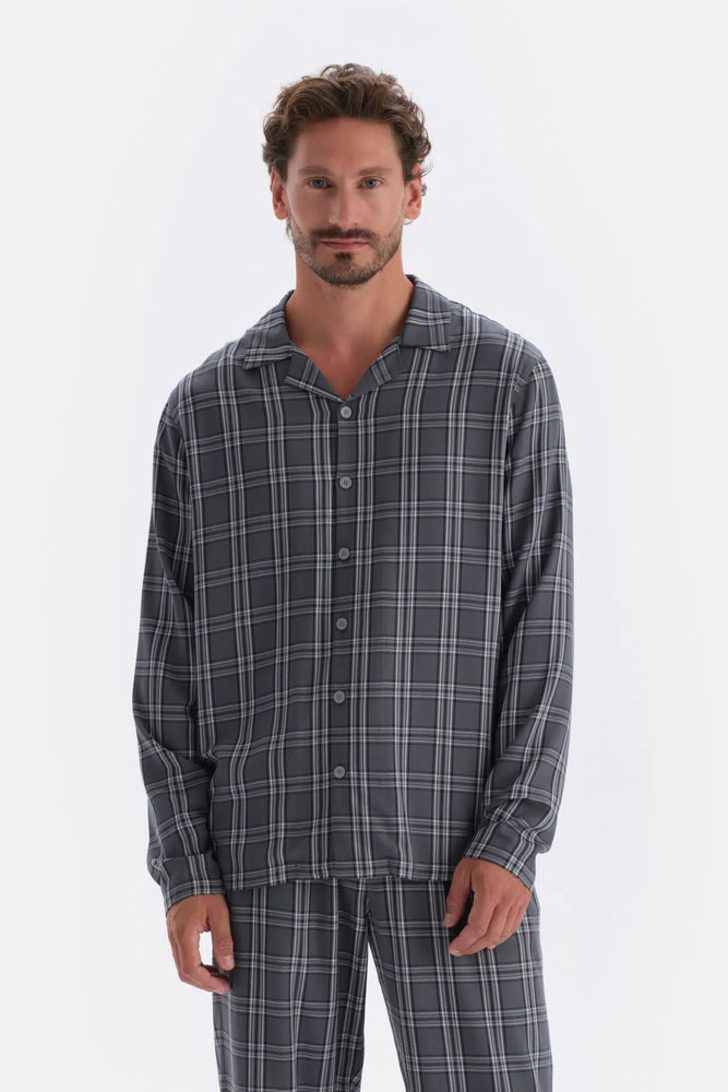 Füme Ekose Dokuma Gömlek Pijama Üstü