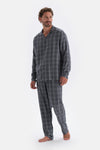Füme Ekose Dokuma Gömlek Pijama Üstü