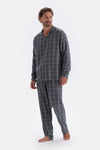 Füme Ekose Dokuma Gömlek Pijama Üstü