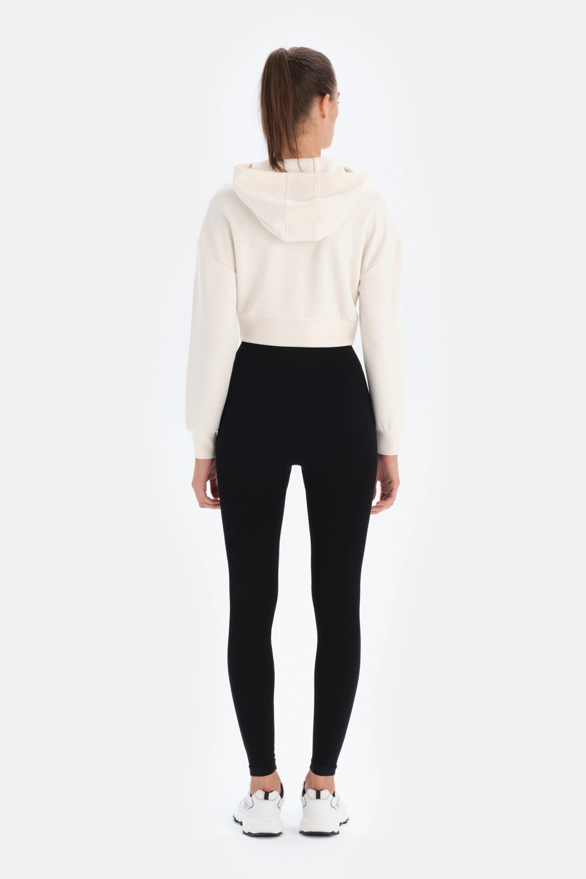 Ekru Dagi Active Çapraz Detaylı Kapüşonlu Modal Sweatshirt