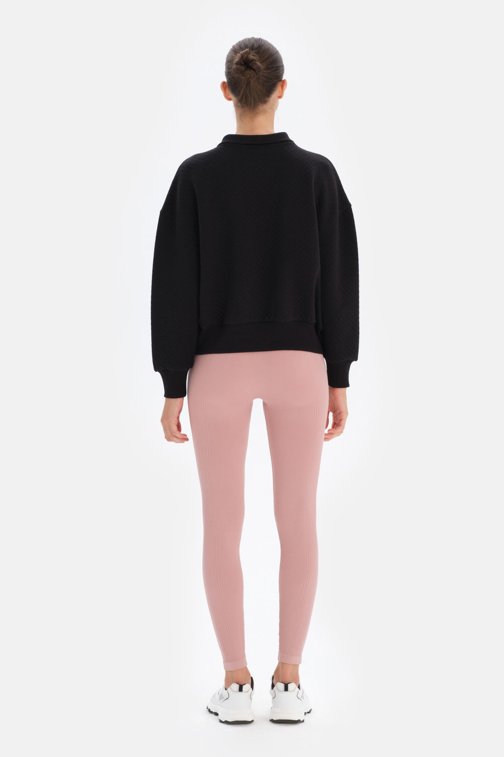 Siyah Dagi Active Fermuar Yaka Kapitone Sweatshirt