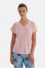 Açık Pembe V Yaka Kısa Kollu Pijama Üstü