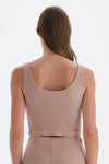 Açık Kahve Kalın Askılı Crop Atlet