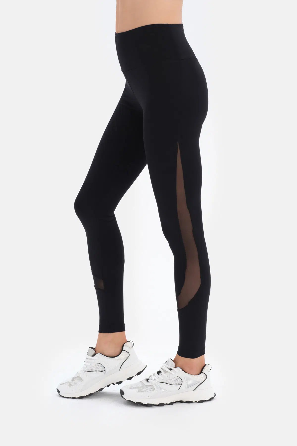 Siyah Dagi Active Tül Detaylı Spor Tayt