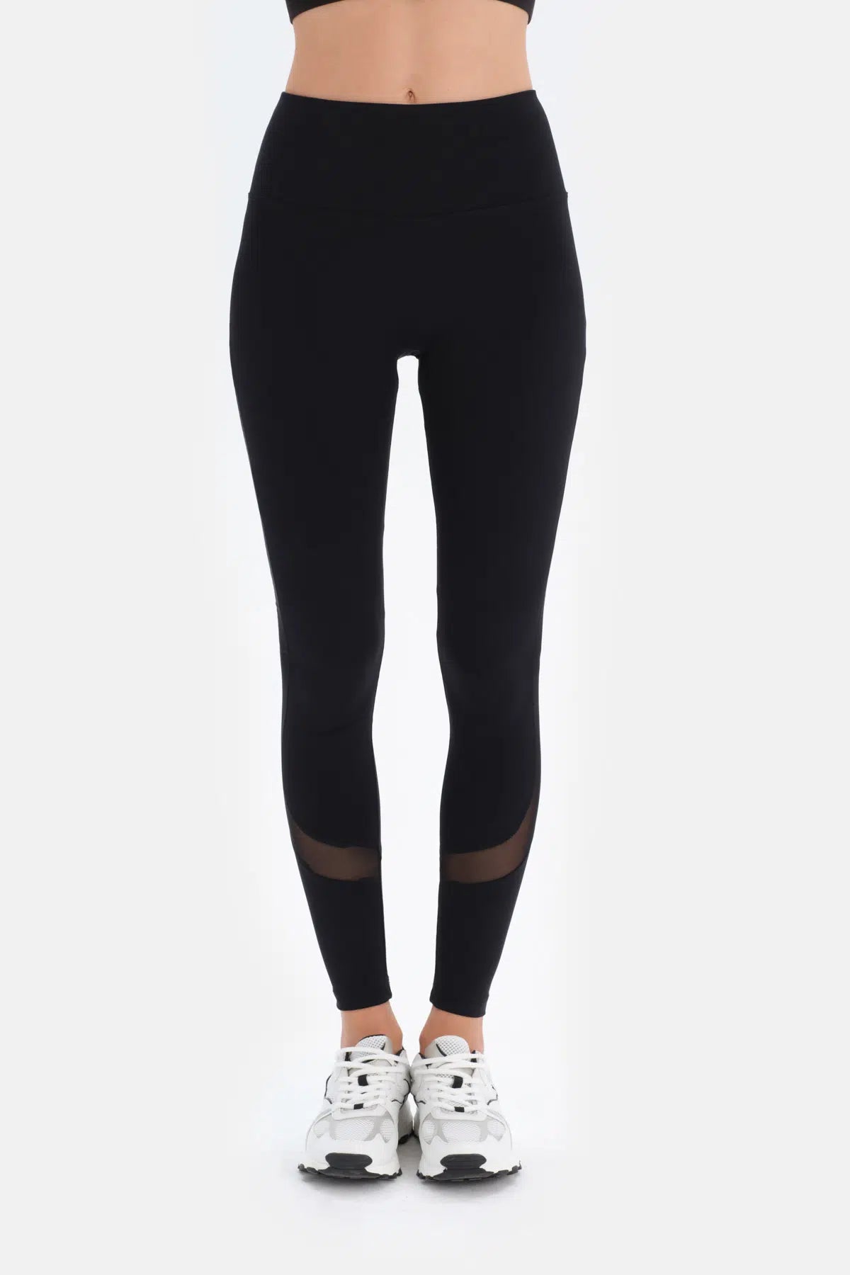 Siyah Dagi Active Tül Detaylı Spor Tayt