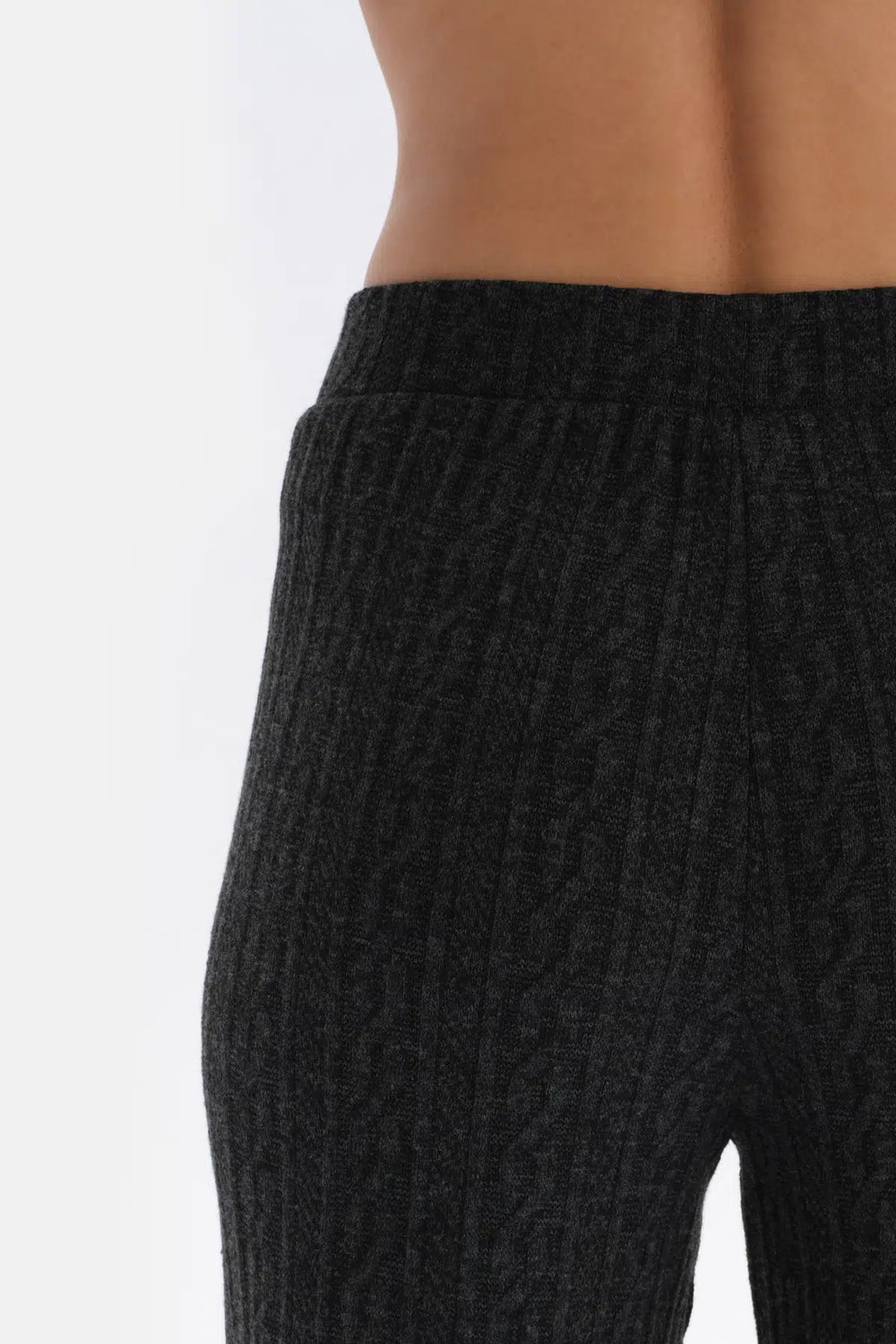 Antrasıt Bol Paça Örgülü Pantolon