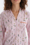 Açık Pembe Minik Çiçek Baskılı Gömlek Pantolon Pijama Takımı
