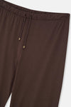 Koyu Kahve Kayık Yaka Basıc Tişört Pantolon Pijama Takımı