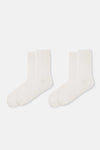 Beyaz Kadın 2'Li Basıc Bambu Çorap