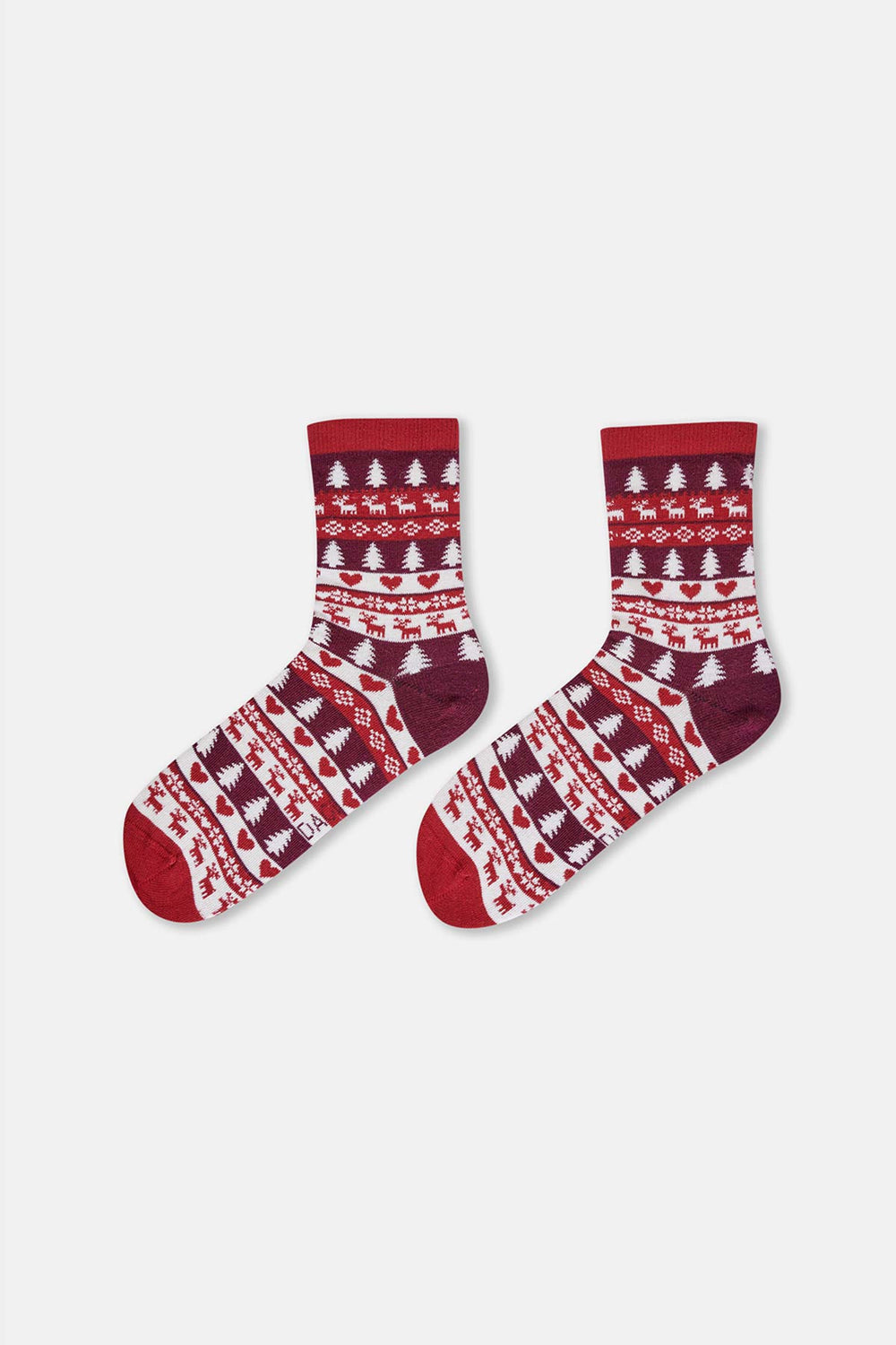 Multicolor Kadın 2'Li Kalp Desenli Yılbaşı Çorabı