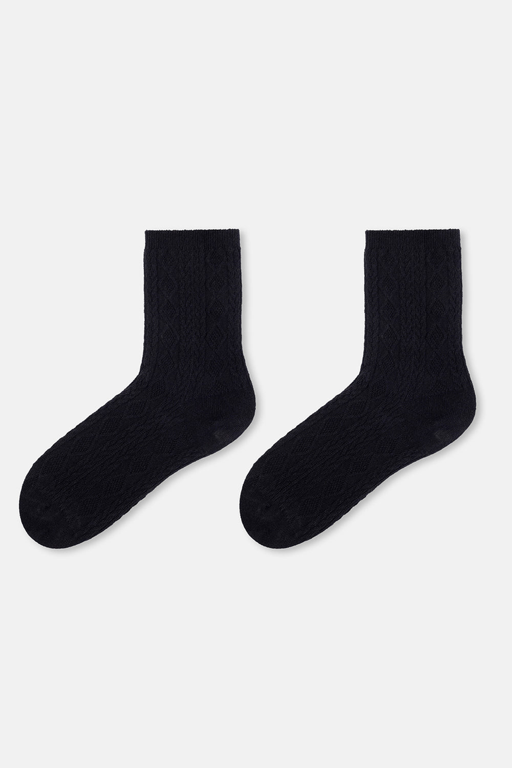 Siyah Kadın Pamuklu Baklava Dokulu Çorap