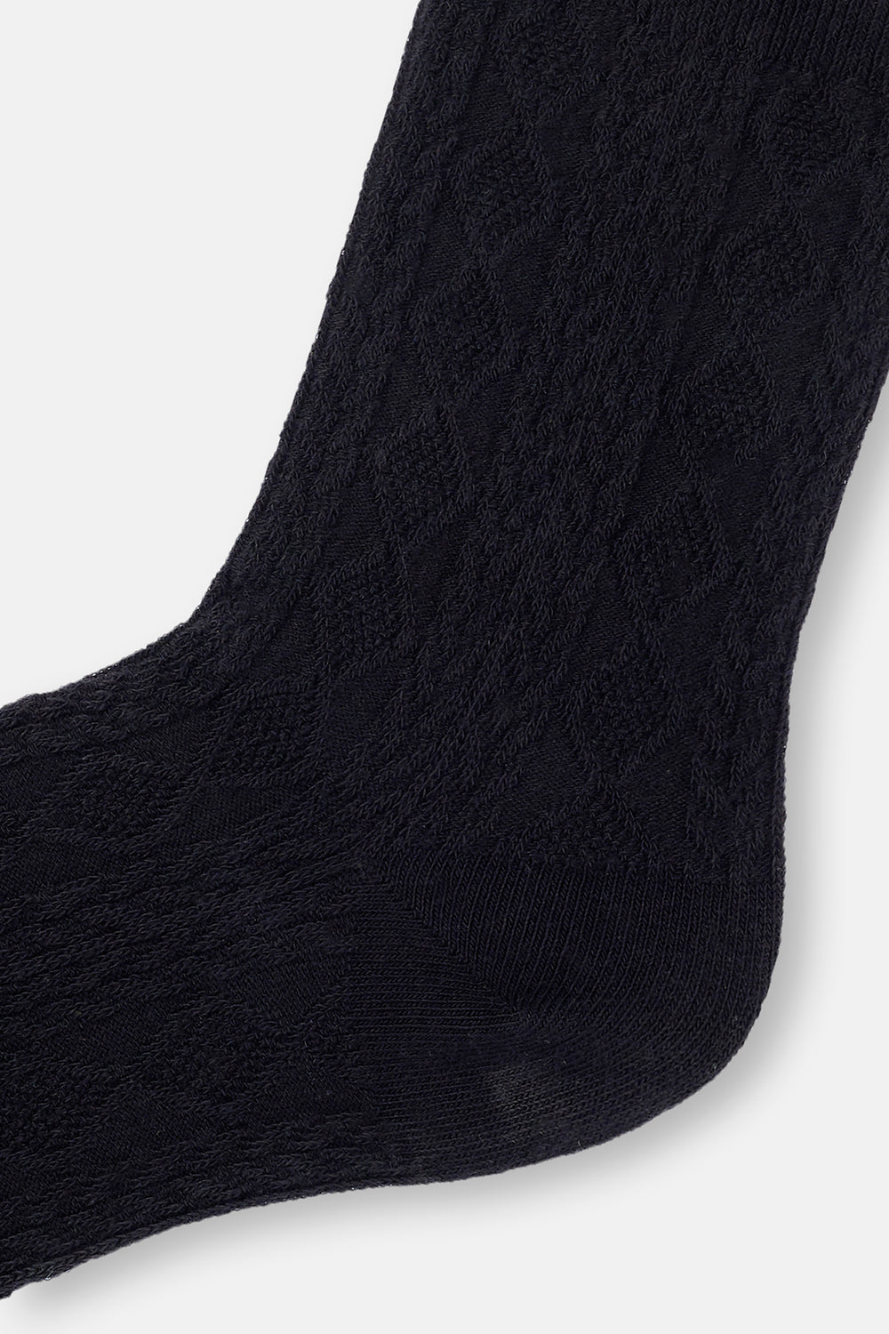 Siyah Kadın Pamuklu Baklava Dokulu Çorap