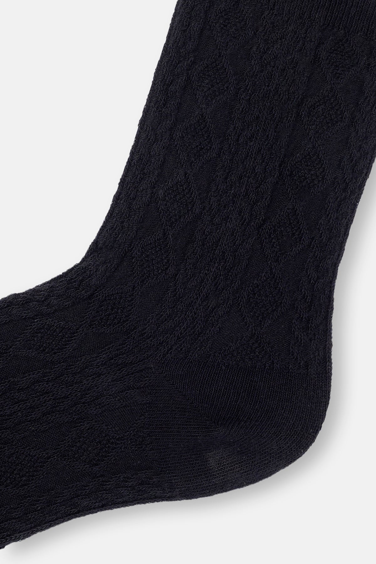 Siyah Kadın Pamuklu Baklava Dokulu Çorap