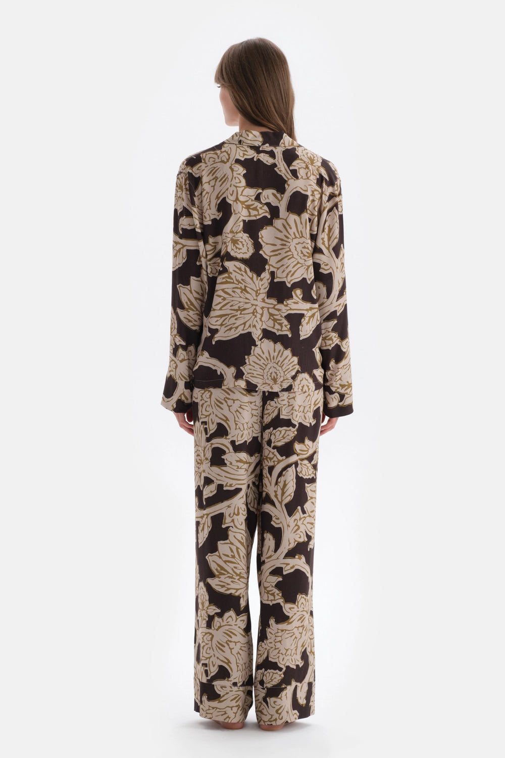 Multicolor Metraj Baskılı Dokuma Gömlek Pijama Üstü