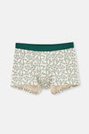 Krem Desenli Pamuklu Boxer