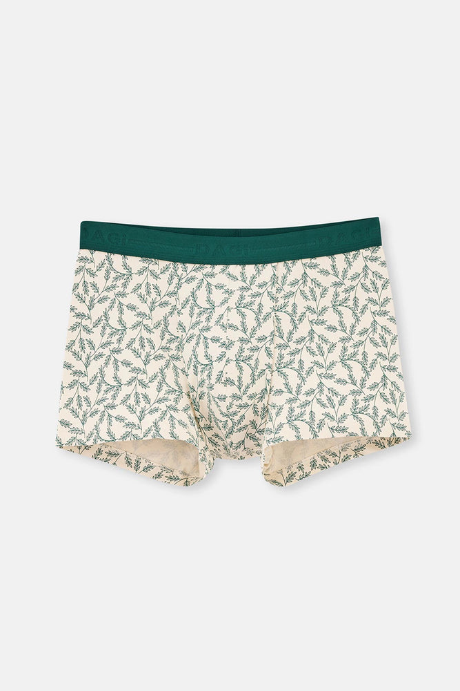 Krem Desenli Pamuklu Boxer
