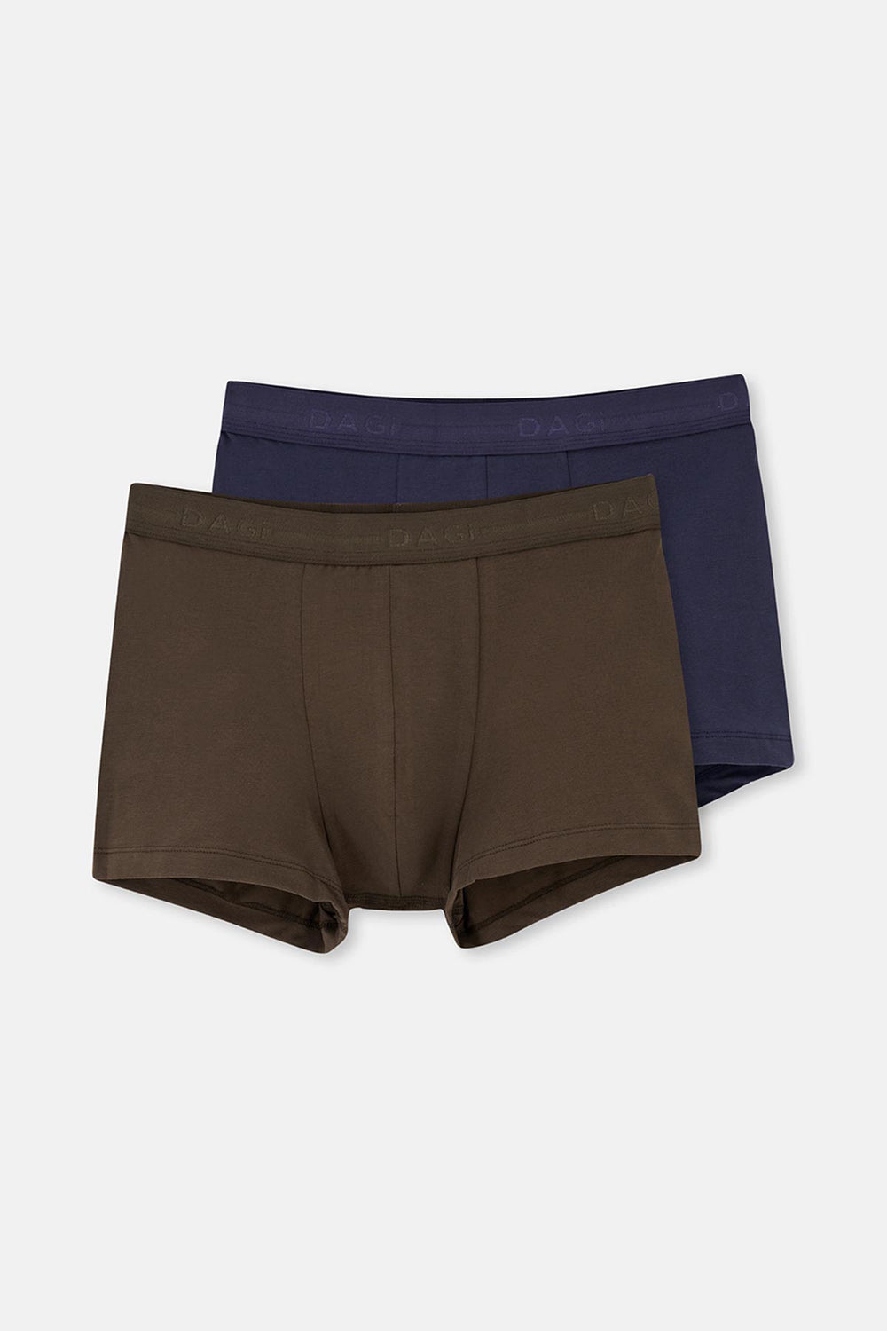 Indigo-Kahverengi 2'li Düz Pamuklu Boxer