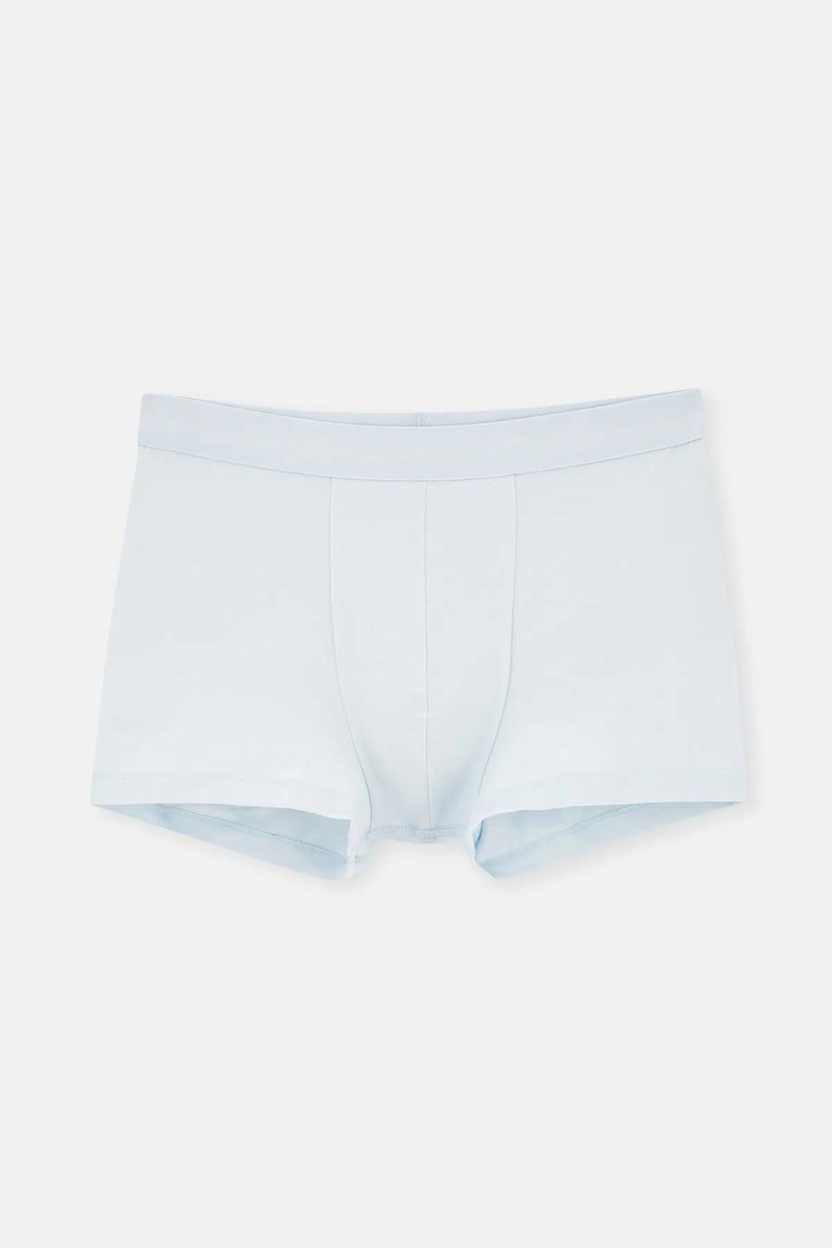 Açık Mavi-Mavi 3'lü Düz Pamuklu Boxer