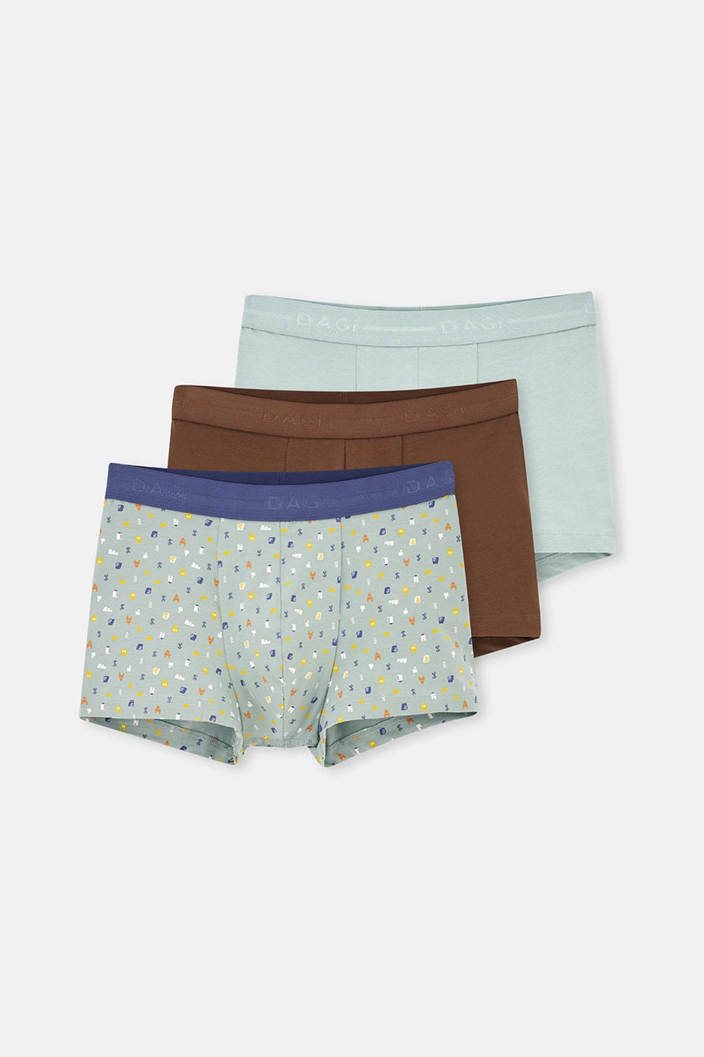 Amber-Gri Mavi Amber- 3'lü Desenli Pamuk Boxer