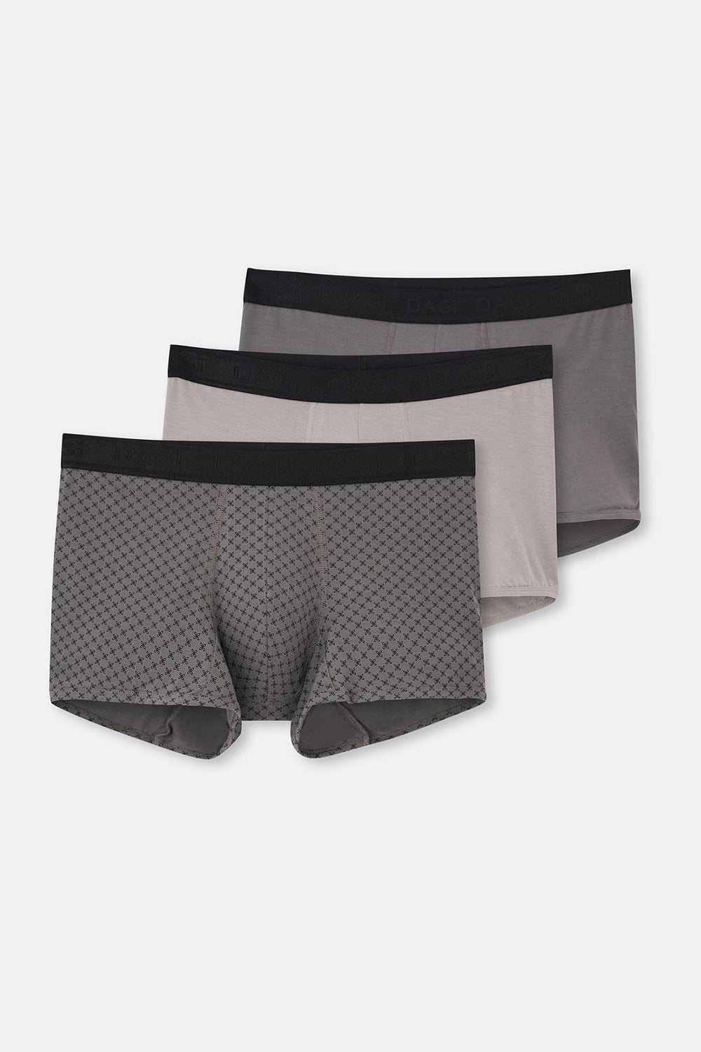 Açık Gri-Gri 3'Lü Desenli Micro Modal Boxer