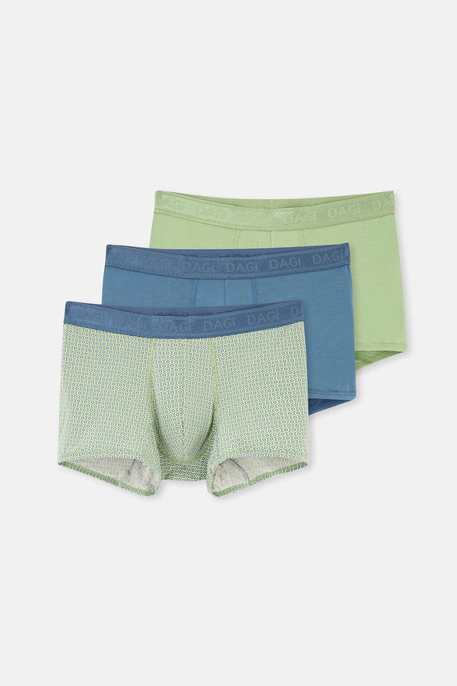 Mavi-Yeşil 3'lü Desenli Micro Modal Boxer