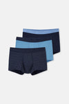 Lacivert-Mavi 3'lü Desenli Micro Modal Boxer