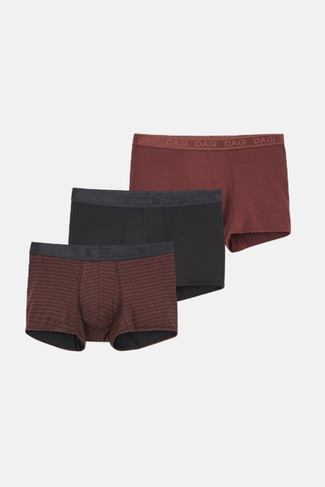 Kahverengi-Siyah 3'Lü Desenli Micro Modal Boxer