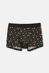 Siyah 2'li Desenli Pamuk Boxer