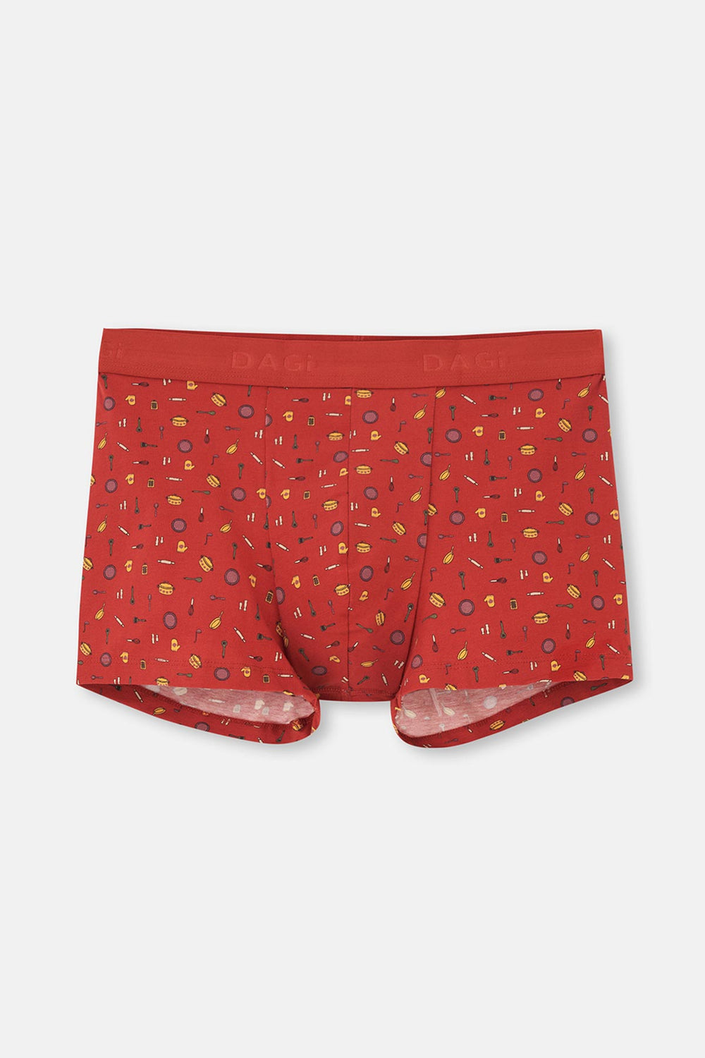 Gül Kurusu-Kiremit-Koyu Yeşil 3'Lü Desenli Pamuk Boxer