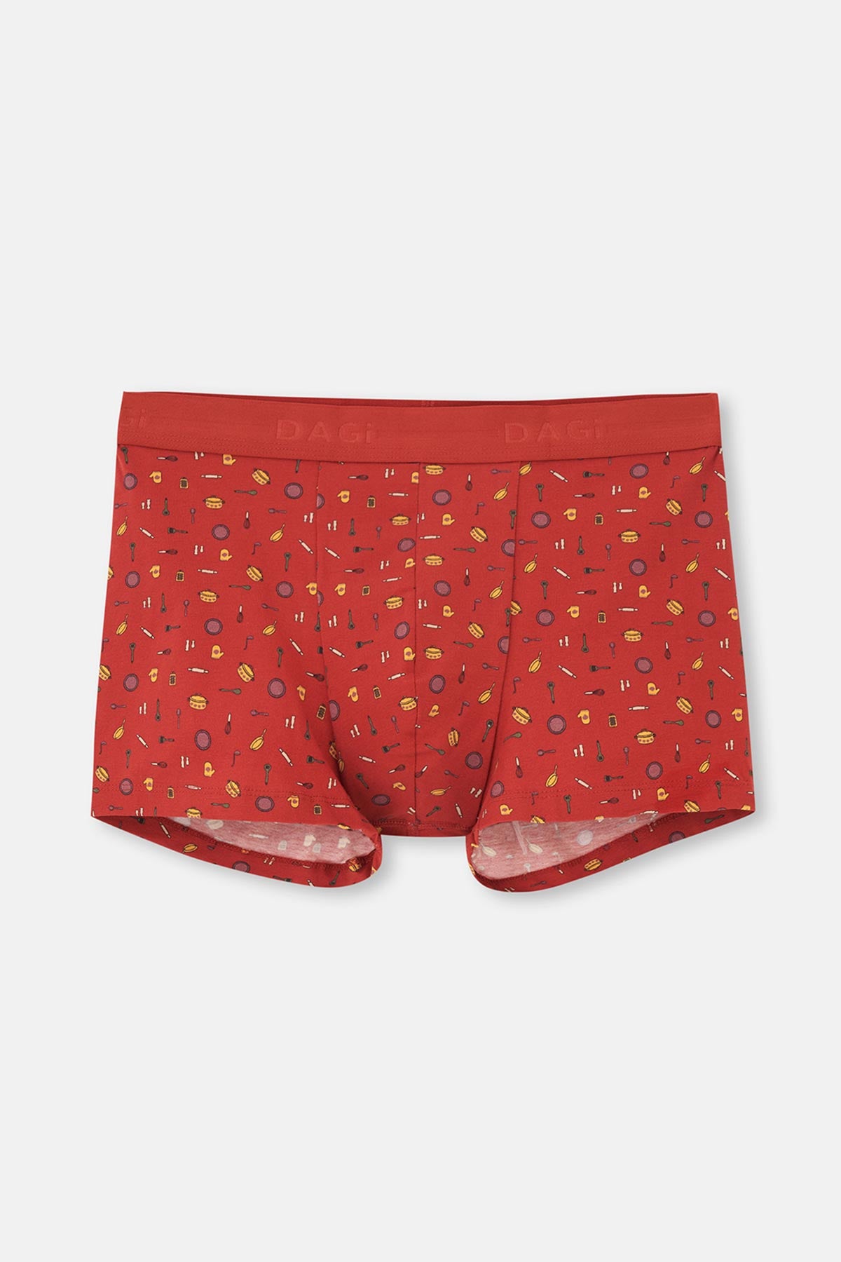 Gül Kurusu-Kiremit-Koyu Yeşil 3'Lü Desenli Pamuk Boxer