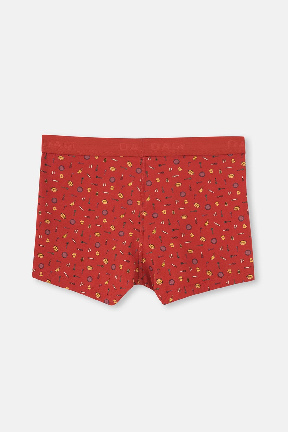 Gül Kurusu-Kiremit-Koyu Yeşil 3'Lü Desenli Pamuk Boxer