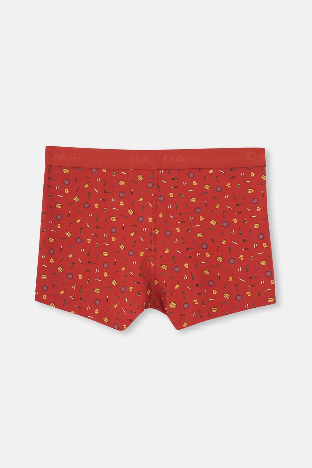 Gül Kurusu-Kiremit-Koyu Yeşil 3'Lü Desenli Pamuk Boxer