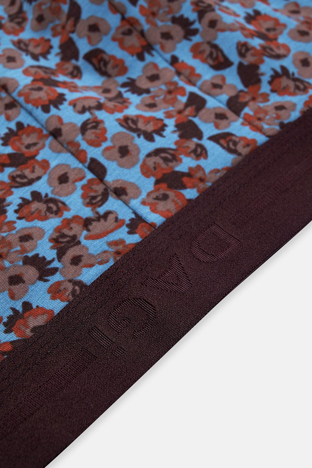 Koyu Kahve-Mavi 2'li Desenli Pamuk Boxer