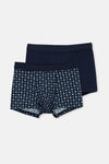 Lacivert Desenli Pamuk 2'li Boxer