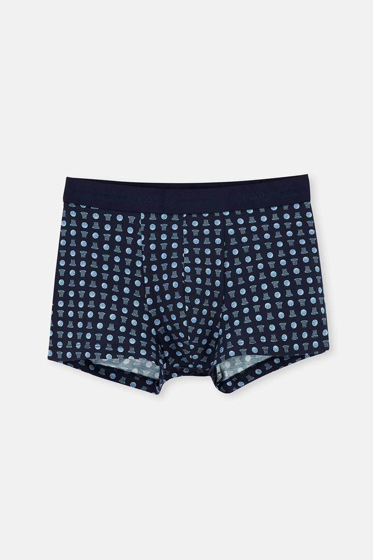 Lacivert Desenli Pamuk 2'li Boxer