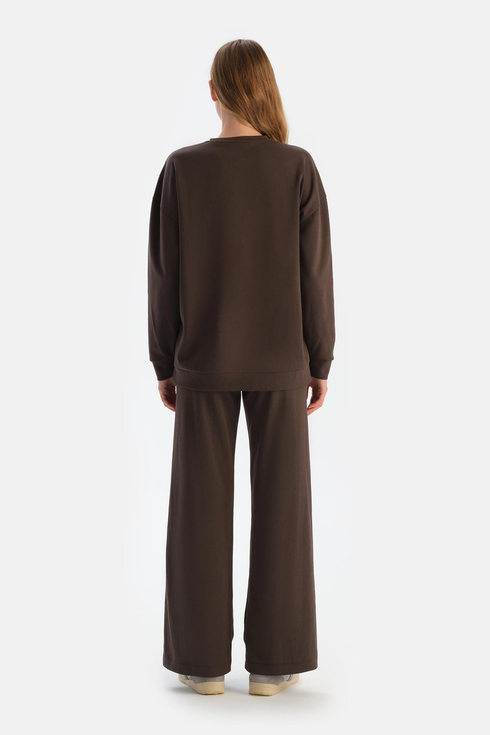 Koyu Kahve Basıc Modal Sweatshırt