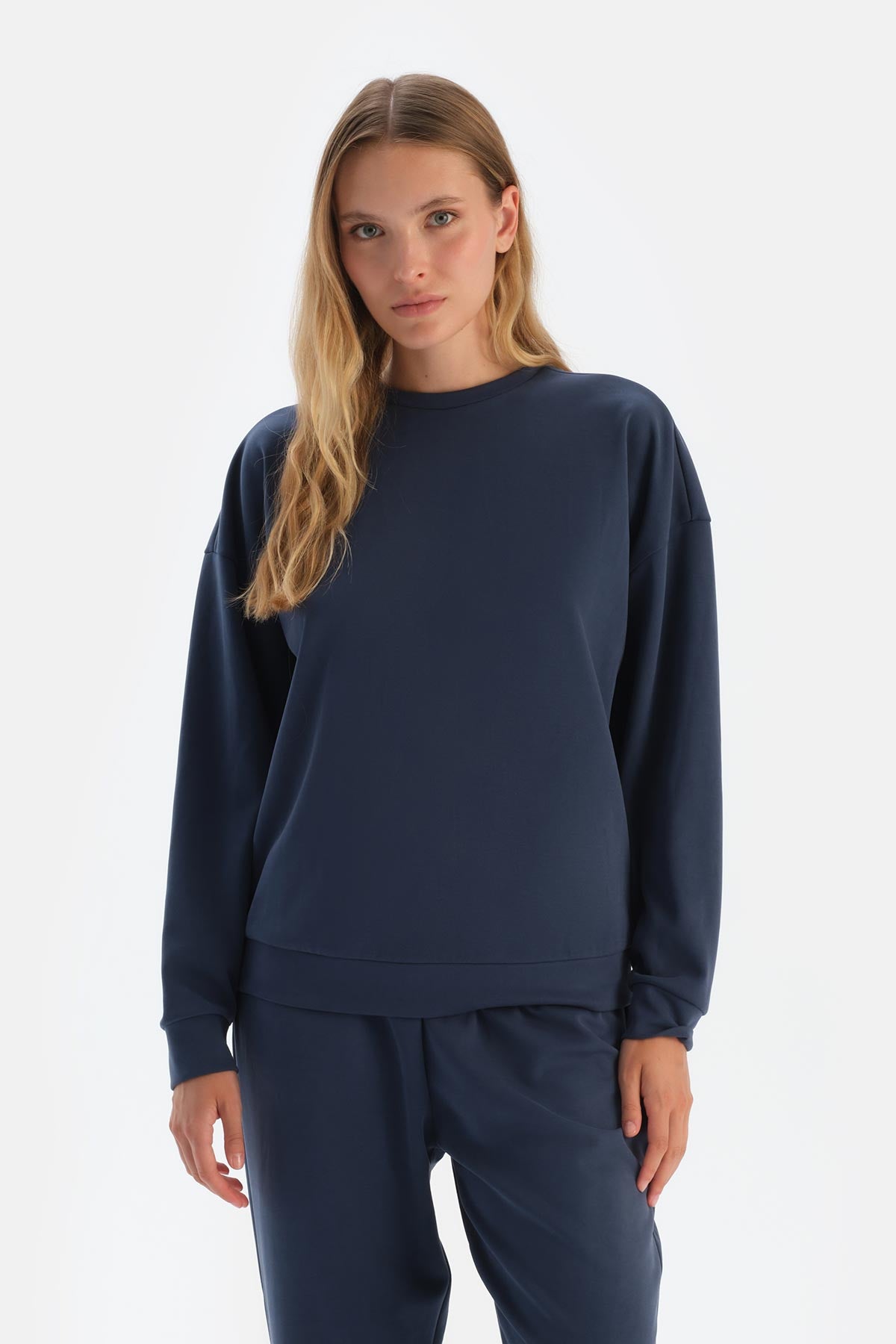 Lacivert Basıc Modal Sweatshırt