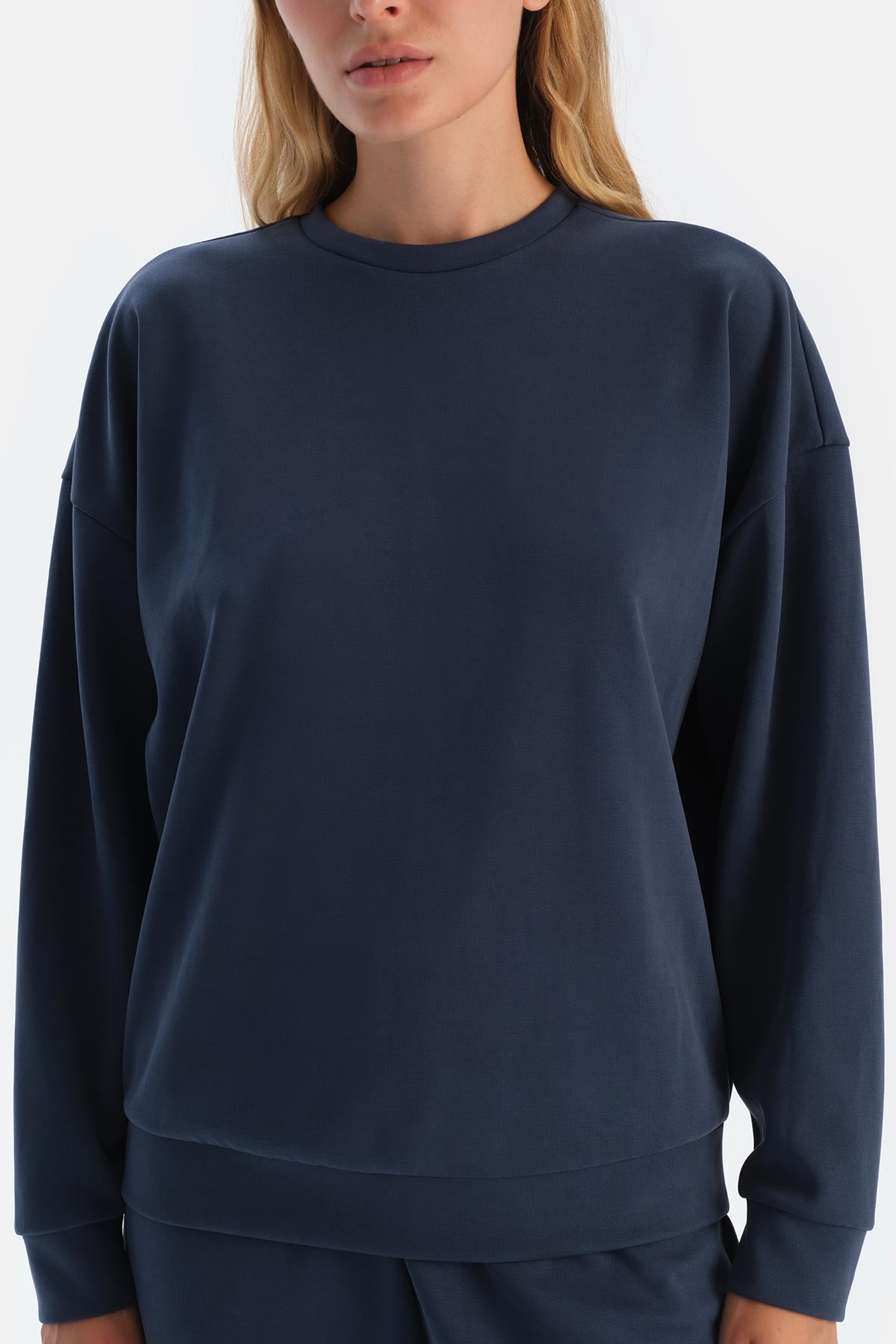 Lacivert Basıc Modal Sweatshırt