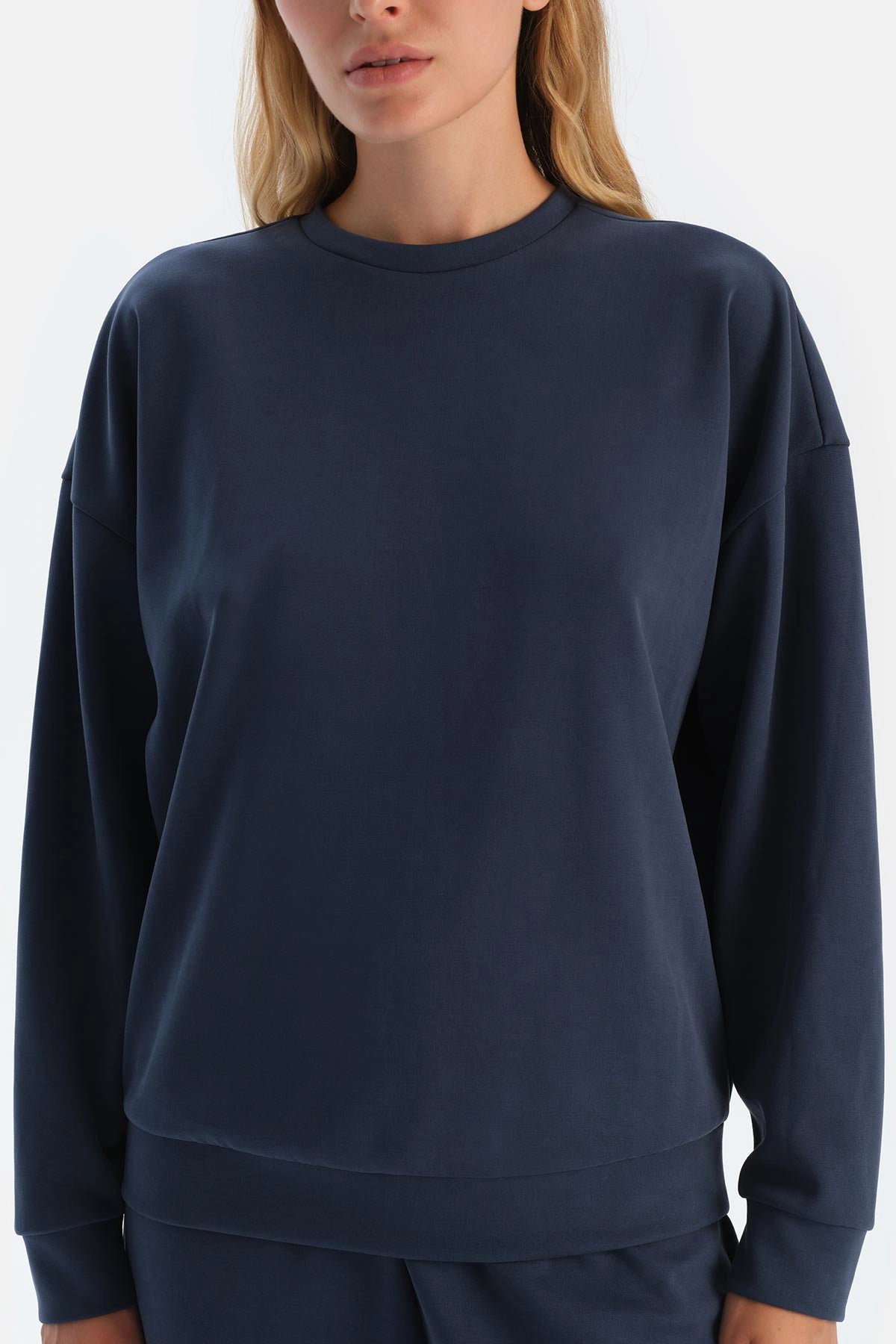 Lacivert Basıc Modal Sweatshırt