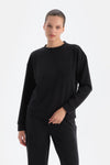 Siyah Basıc Modal Sweatshırt