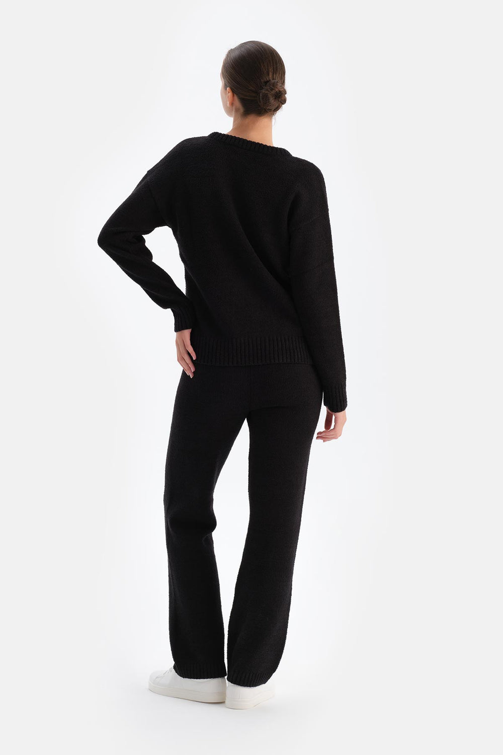 Siyah Geyik Baskılı Polar Sweatshırt