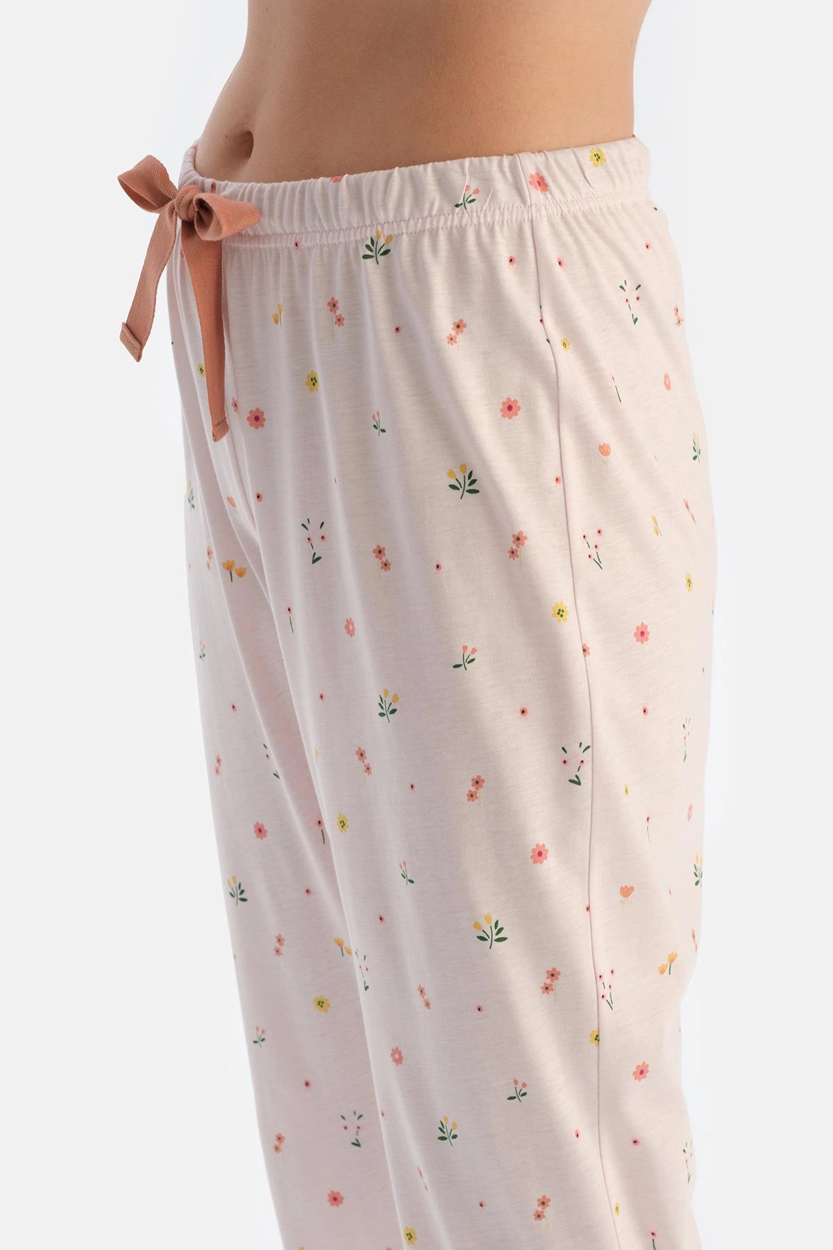 Ekru Baskılı Gömlek Pantolon Pijama Takımı