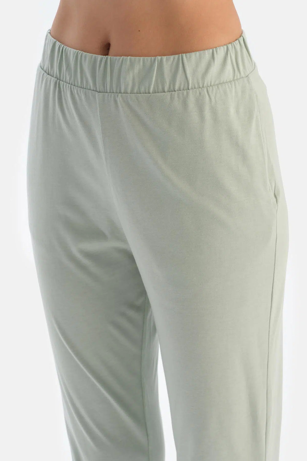 Mint Yeşili Saten Garnili Modal Pijama Takımı